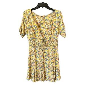 Free People Womens Forget Me Not Mini Ivory Floral Summer Dress Size 8